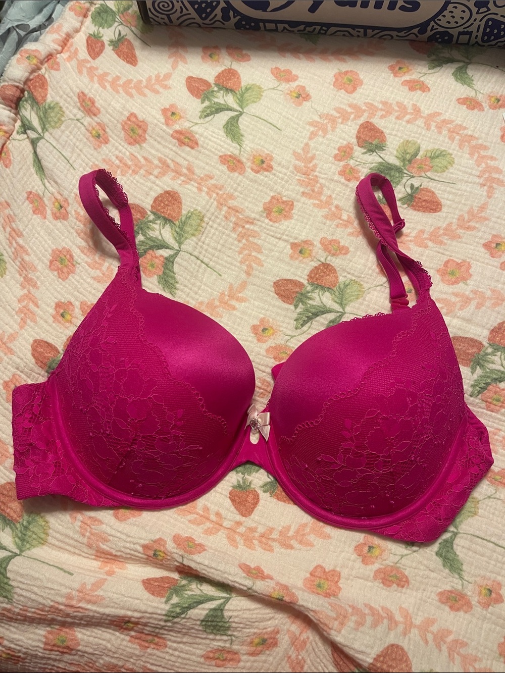 Victoria's Secret Hot Pink Lace-Detail Underwire Bra